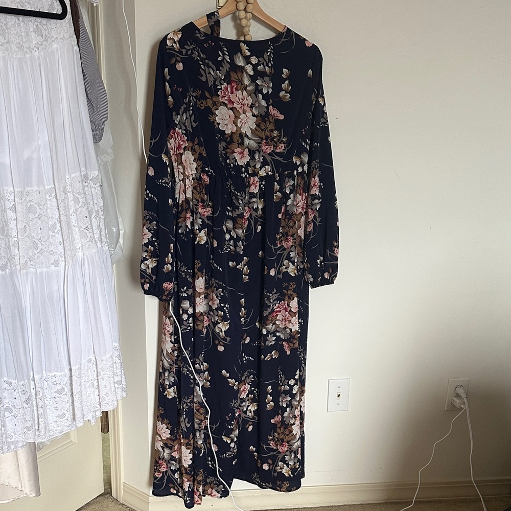 Floral Long Sleeve Maternity Dress